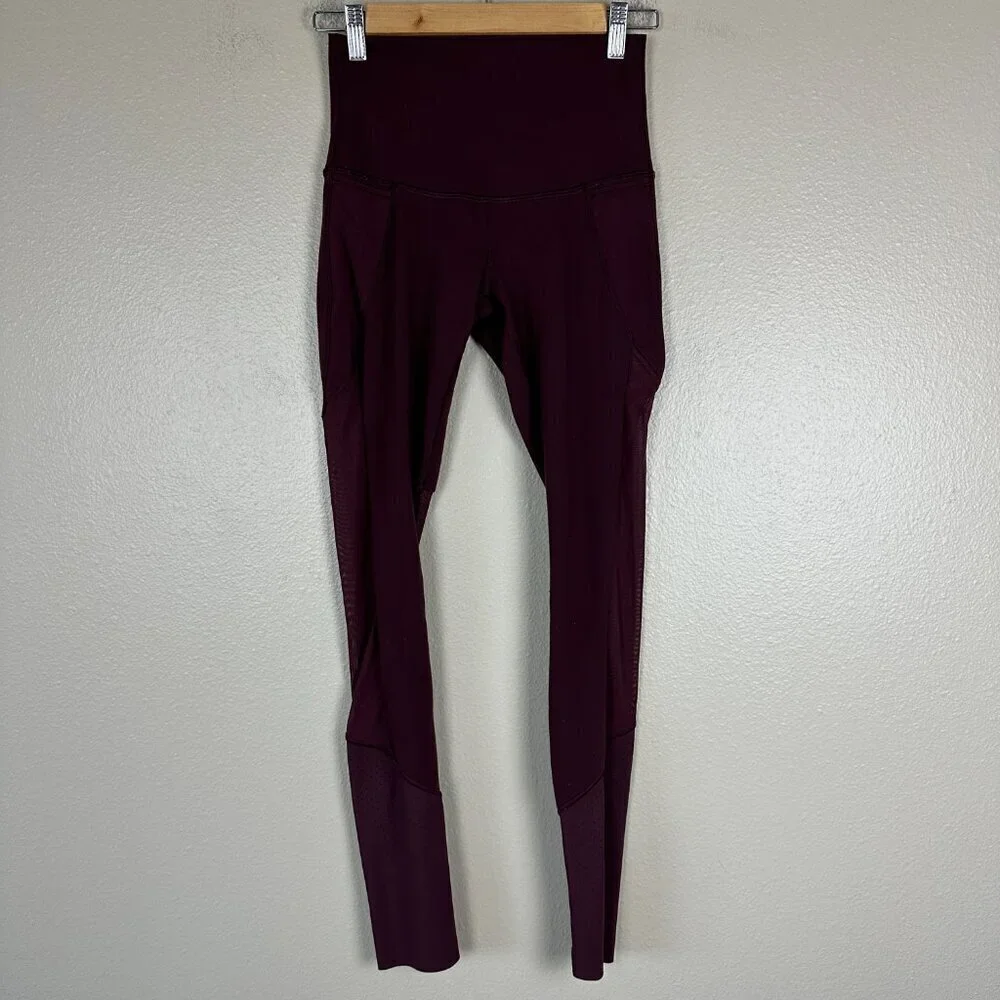 Lululemon Barre Star Leggings Yoga Athleisure Full-On Luon Bordeaux Drama Size 6
